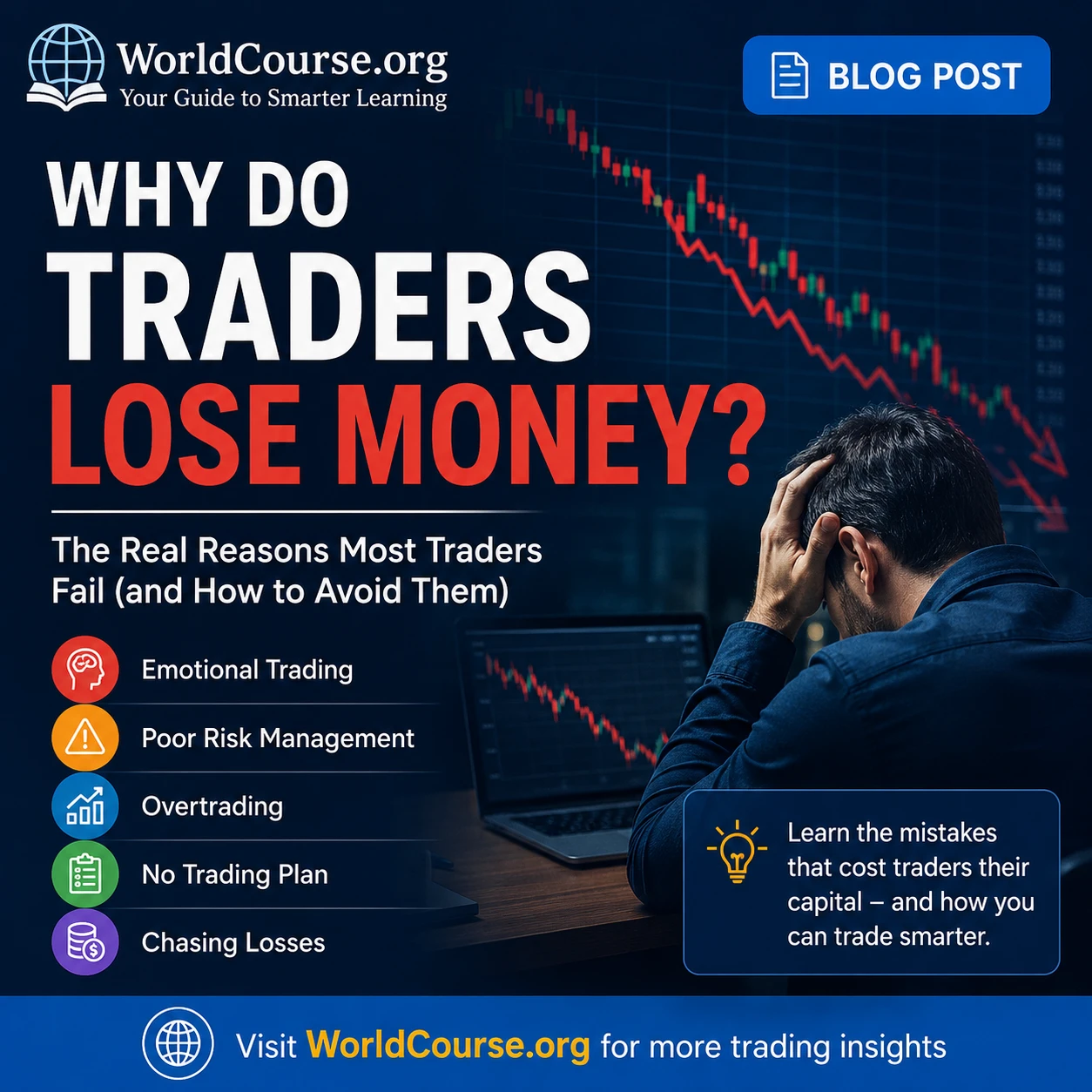 Why do traders lose money - 7 common reasons traders fail infographic