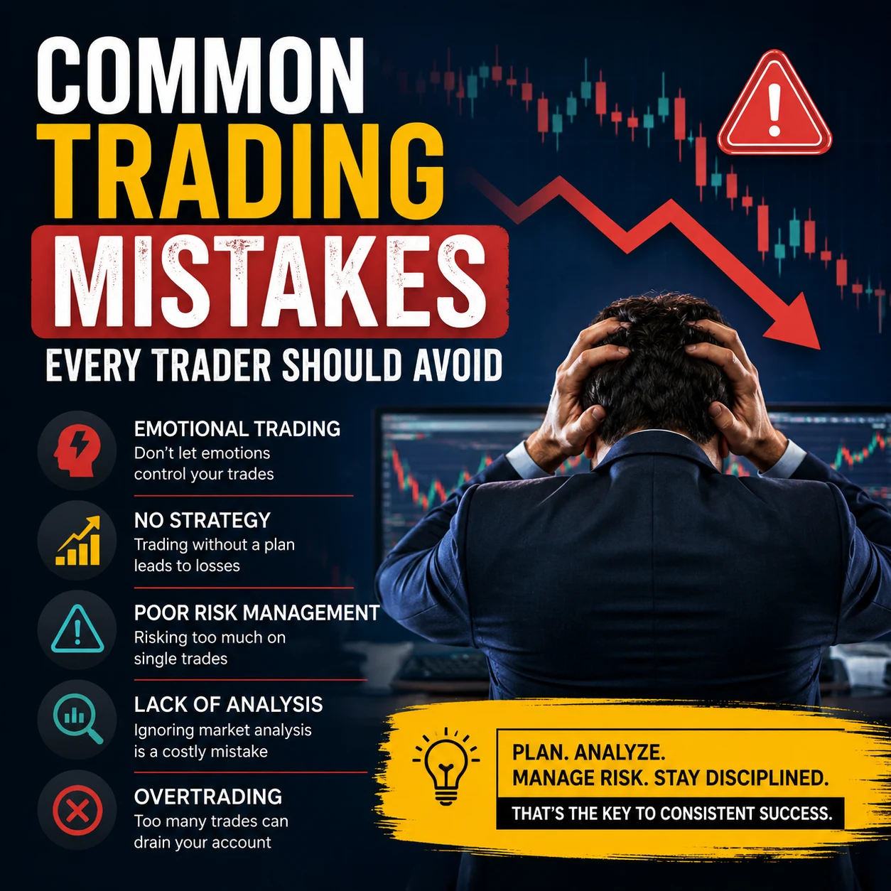 Common trading mistakes - 10 mistakes every trader should avoid infographic