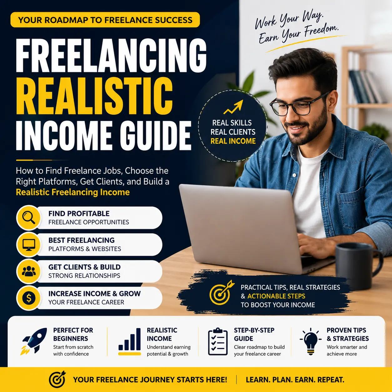 Freelancing Realistic Income Guide ebook cover - real freelance opportunities and honest income expectations