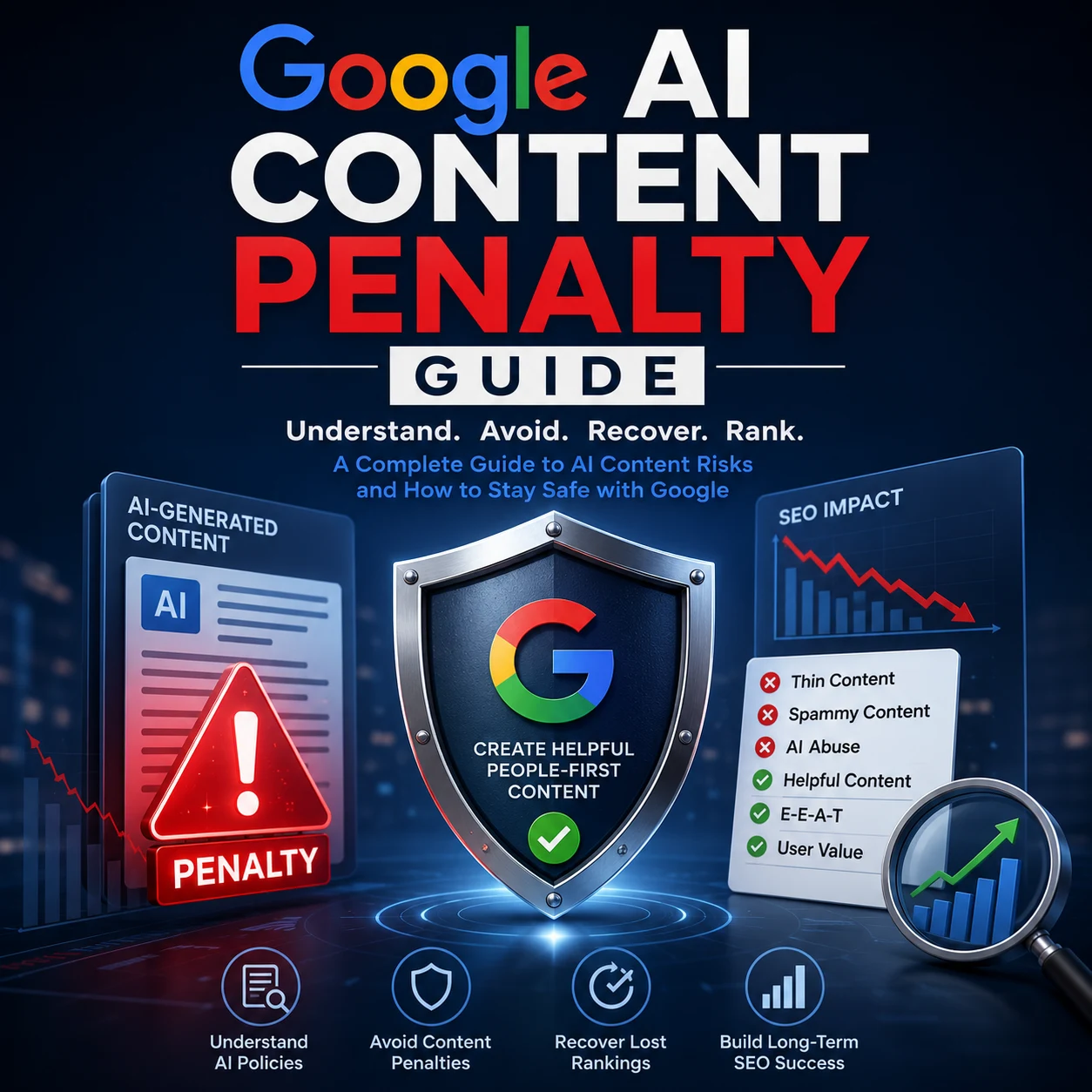 Google AI Content Penalty Guide ebook cover - protecting your site's SEO in the AI search era